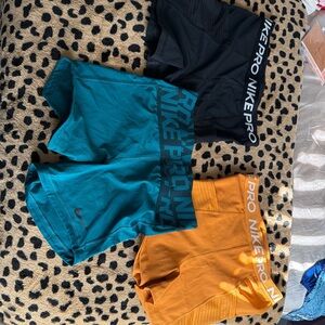 Nike Pro  Bottoms - Black, Teal, and Orange